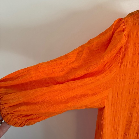 Vero Moda Curve NWT Orange Ruffled Hem 3/4 Bishop Sleeves women’s 20 Dress - Picture 5 of 10